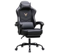 GTPLAYER Silla para Videojuegos, sillón ergonómico con reposapiés, Silla de Oficina Regulable en Altura con reposacabezas y cojín Lumbar, Silla giratoria de Piel sintética, Color Negro