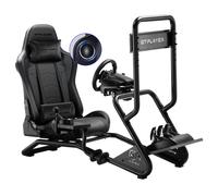 GTPLAYER Simulador de Carreras, Soporte para Volante con Altavoces Estéreo 3D y Soporte para Monitor WINE RED