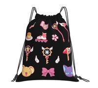 GTTDFASJ Mochilas con pegatinas de Sakura Card Captor modernas y portátiles con cordón con bolsillos para zapatos libros viajes y estudiantes.