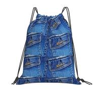 GTTDFASJ Mochilas de bolsillo de mezclilla Love mochilas portátiles de moda con cordón paquete de cordón bolsa de deporte con bolsillo bolsas para libros para viajes y escuela.