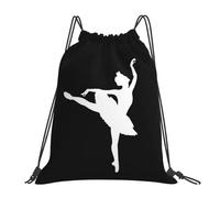 GTTDFASJ Mochilas informales con cordón silueta blanca de bailarina bailando sobre fondo negro bolsas deportivas mochilas para libros para hombre y mujer mochilas escolares.