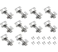 GTV - 10 bisagras hidráulicas ECHC, superpuestas - Tope de esquina - Placa de montaje H=0 con tornillos europeos - Cierre silencioso - Bisagra para muebles - Bisagra para