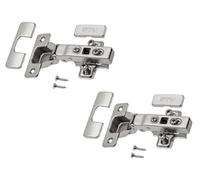 GTV - 2 x Bisagra hidráulica ECHC, superpuesta - Bisagra con amortiguación - Tope de esquina - Placa de montaje H=0 con tornillos europeos - Cierre silencioso - Bisagra para muebles