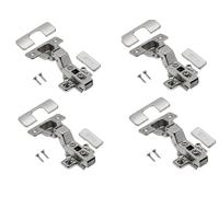 GTV - 4 bisagras hidráulicas ECHC, dispositivo de inserción - Bisagra con amortiguación - Tope interior - Placa de montaje H=0 con tornillos europeos - Cierre silencioso - Bisagra para muebles -