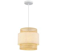 GTV ABRA lámpara colgante Ø40 cm - colgante de techo en ratán y tejido color crema, E27 máx.40 W, diseño boho natural, ideal para salón, comedor o dormitorio