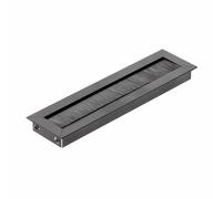 GTV - Arandela Merida para Entrada y Salida de Cables, Organizador Rectangular para Paso de Cables en Muebles, Diseñada para Instalación en Encimera, Negra