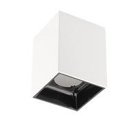 GTV ARIES lámpara de techo cuadrada 77×100 mm - foco de superficie LED de policarbonato blanco con interior negro, diseño moderno y minimalista para salón, cocina, oficina o pasillo