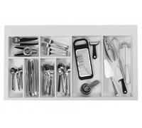 GTV - Axispace - Bandeja de cubiertos para cajones, inserto de cajón, armario de cocina, bandeja de cubiertos de plástico, almacenamiento de cubiertos, blanco, 840 x 472 mm