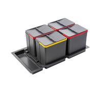 GTV AXISPACE - Sistema de separación de residuos de 4 x 15 l para cajón de 900 mm, uso con grafeno, antibacteriano, antracita, repelente de plama, cajas de reciclaje compatibles con Modern Box, Axis