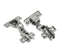 GTV Bisagra Acodada para Puerta Interior BSH, con Muelle de Cierre, Base Slide-On H2, Regulación 3D, Acero Niquelado, para Muebles de Cocina y Armarios