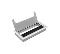GTV - Boquilla de Cable Merida - Pasacables con Tapa de Apertura - Entrada de Cable Rectangular para Muebles - para instalación en la encimera / 80 x 160 mm/Plata