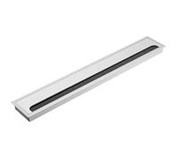GTV - Boquilla para Cables Merida - Pasacables con Tapa de Apertura - Pasacables Rectangular Organizador de Cables para Muebles, pasacables para la instalación en la encimera/80 x 500 mm/Plata