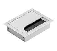 GTV - Boquilla para Cables Merida - Pasacables con Tapa de Apertura - Pasacables Rectangular Organizador de Cables para Muebles, pasacables para la instalación en la encimera/80 x 100 mm/Plata