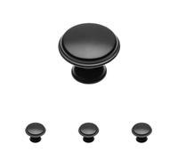 GTV - Botón CENTO negro mate Ø 28 mm I Tiradores para muebles con tornillos I Tiradores redondos para armario de cocina, pomo de puerta y cajón I Concha: galvanizada, pintada (Paquete de 4)