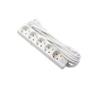 GTV Cable alargador para el hogar, regleta con 5 enchufes Schuko, 5 m de Longitud, Carga máxima 3500 W, Enchufe Europeo, Duradero y Seguro