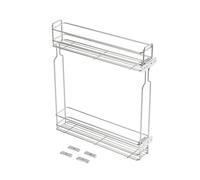GTV Cesta Extraíble Cargo KO-BO150PK-OC para Mueble de 150 mm, 2 Niveles, Montaje Lateral Universal, 480x110x525 mm, Acero Galvanizado, Organizador de Cocina