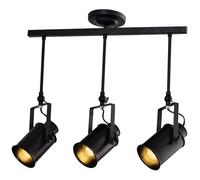 GTV DEMIR lámpara colgante 3 luces - lámpara de techo industrial de metal negro mate con focos orientables, casquillos E27, altura regulable, IP20, diseño tipo loft ideal para cocina, comedor o salón