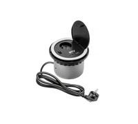 GTV Enchufe de Mesa empotrable Charger, 1 Enchufe Schuko con Toma de Tierra, USB 5 V 2 A, con extensión de Cable, Enchufe práctico y Flexible para casa y Oficina