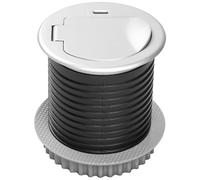 GTV - Enchufe empotrable para muebles CHARGER MINI 60 mm con enchufe Schuko, puerto de carga USB-C 3A, regleta empotrable para escritorio, cocina, banco de trabajo, compacto, plateado