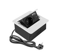 GTV - Enchufe para muebles AVARO, 1 enchufe Schuko, USB C, longitud de cable 1,5 m, color blanco, para escritorios, mesas, cocinas y oficinas | Dimensiones compactas