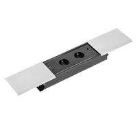 GTV - Enchufe para muebles PRESTINO, enchufes múltiples, 2 x enchufes Schuko, 1 x USB A, 1 x USB C, 1 x RJ45 1 x HDMI, longitud de cable 1,5 m, color plata, para escritorios, mesas, cocinas y oficinas