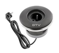 GTV - Enchufe para muebles SHUTTER, enchufe empotrable, 1 x enchufe francés, con práctico cierre, longitud de cable 1,5 m, color negro, para escritorios, mesas, cocinas y oficinas
