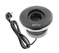 GTV - Enchufe para muebles SHUTTER, enchufe empotrable, 1 x enchufe Schuko, con práctico cierre, longitud de cable 1,5 m, color negro, para escritorios, mesas, cocinas y oficinas