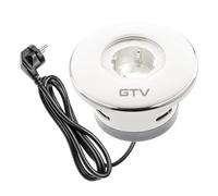 GTV - Enchufe para muebles SHUTTER, enchufe empotrable, 1 x enchufe Schuko, con práctico cierre, longitud de cable 1,5 m, color blanco, para escritorios, mesas, cocinas y oficinas