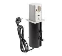 GTV - Enchufe para muebles Torre, enchufe empotrable extensible, 1 x enchufe francés, 1 x USB A, 1 x USB C, longitud de cable 1,5 m, color blanco, para escritorios, mesas, cocinas y oficinas