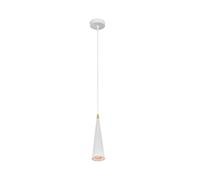 GTV EVI lámpara colgante 1 luz - pantalla cónica de aluminio en blanco con reflector dorado, casquillo GU10, máx. 40 W, IP20, ideal para cocina, barra y comedor - lámpara de techo