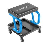 GTV Högert Technik - Asiento de Taller móvil con Bandeja para Herramientas, Taburete de Taller, Taburete de Trabajo, Taburete de Garaje, Taburete de Montaje, Taburete con Ruedas y estantes, Carga