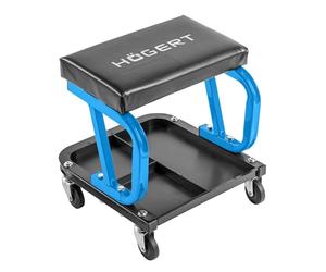 GTV Högert Technik - Asiento de Taller móvil con Bandeja para Herramientas, Taburete de Taller, Taburete de Trabajo, Taburete de Garaje, Taburete de Montaje, Taburete con Ruedas y estantes, Carga
