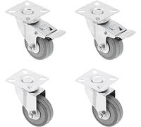 GTV - Juego de 4 ruedas giratorias para muebles de 75 mm de diámetro, ruedas grises, 2 ruedas con freno y 2 ruedas sin freno. Juego KM-GREYROLL-75 mm