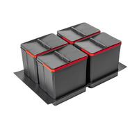 GTV - Juego de cubos de basura AxiSpace para cajones y armarios con ancho de 800 mm, juego compuesto por 4 recipientes de 15 l, cubo de basura de plástico con partículas de grafeno, color antracita
