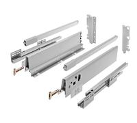 GTV Kit Cajón Alto Modern Box Square, Extracción Total con Cierre Suave, Carga 40 kg, L550mm, H210mm, Guías Sincronizadas para Muebles de Cocina, Acero Gris