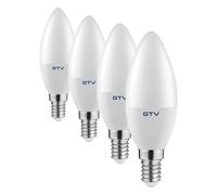 GTV Lámpara LED bombilla tipo gota E14 4000K blanco neutro, brillante - sin parpadeo, duradera - para iluminación LED en cocina y oficina (Paquete de 4)