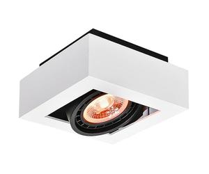 GTV LOID foco de techo 1 luz - aplique cuadrado orientable de metal blanco con aro negro interior, casquillo GU10 ES111, diseño moderno IP20 ideal para salón, cocina, oficina o hotel