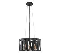 GTV MELODY lámpara colgante 3 luces Ø40 cm - pantalla metálica redonda en antracita, 3xE27 hasta 40 W, altura ajustable 150 cm, IP20, 220-240 V, diseño moderno para interiores
