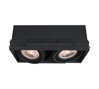GTV MILO foco empotrable doble sin marco - luz de techo rectangular negra, 2xGU10 ES111 orientables, 27,5×14,6×10,5 cm, IP20, 220-240 V, hasta 2×40 W, iluminación interior moderna