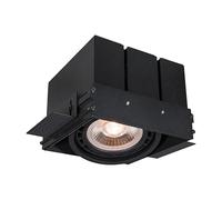 GTV MILO foco empotrable sin marco - luz de techo cuadrada negra, 1xGU10 ES111 orientable, 14×14,6×10,5 cm, IP20, 220-240 V, hasta 40 W, downlight moderno para interiores