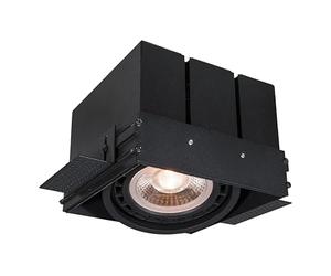 GTV MILO foco empotrable sin marco - luz de techo cuadrada negra, 1xGU10 ES111 orientable, 14×14,6×10,5 cm, IP20, 220-240 V, hasta 40 W, downlight moderno para interiores