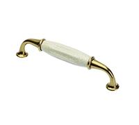 GTV Möbelgriffe Alatri - Tirador para muebles (distancia entre ejes: 128 mm, zamak y porcelana), color latón envejecido