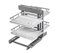 GTV MOVIX Pro Eckauszug Chrom mit weißer Matte - HÖGERT TECHNIK Accesorio de Almacenamiento de Cocina, Talla única