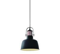 GTV NOOR lámpara colgante Ø22 cm - metal negro con detalle cobre, E27, IP20, 1 luz; luz dirigida para mesa o isla, estilo industrial escandinavo