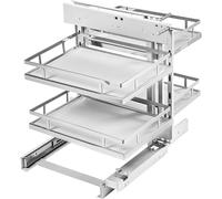 GTV Organizador Esquinero Extraíble MovixPro, Sistema Magic Corner con Cierre Suave, 4 Cestas Antideslizantes, Carga 24 kg, para Mueble 900mm, Acero Cromado