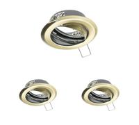 GTV PARMA III foco empotrable LED orientable Ø60-65 mm - aro de acero oro envejecido, IP20, GU10/MR16, sin bombilla, ideal para salón, pasillo, dormitorio y cocina - iluminación interior