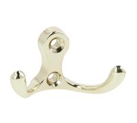 GTV Perchero Doble de Pared C0-K24, Diseño Clásico Estilo Retro, Fabricado en ZnAl, 56x30x28 mm, Incluye Tornillos de Montaje, para Abrigos y Toallas, Color Latón