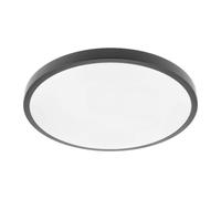 GTV Plafón LED de Techo ATOL, 32W 2560lm, Luz Cálida 3000K, Ø400mm, IP54 para Interior y Exterior, Lámpara de Superficie Perfil Bajo 6cm, Diseño Moderno, Negro