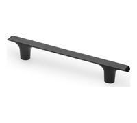GTV PLAIN Tirador para muebles de ZnAl, C=128 mm, L=182 mm, negro mate, minimalista, moderno, para armarios de cocina, cajones y cómodas, tornillos incluidos