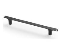 GTV PLAIN Tirador para muebles de ZnAl, C=160 mm, L=214 mm, negro mate, minimalista, moderno, para armarios de cocina, cajones y cómodas, tornillos incluidos